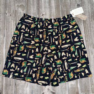 Jones New York Sport Shorts Womens‎ 14 Golf Print Linen Blend Retro Preppy NWT